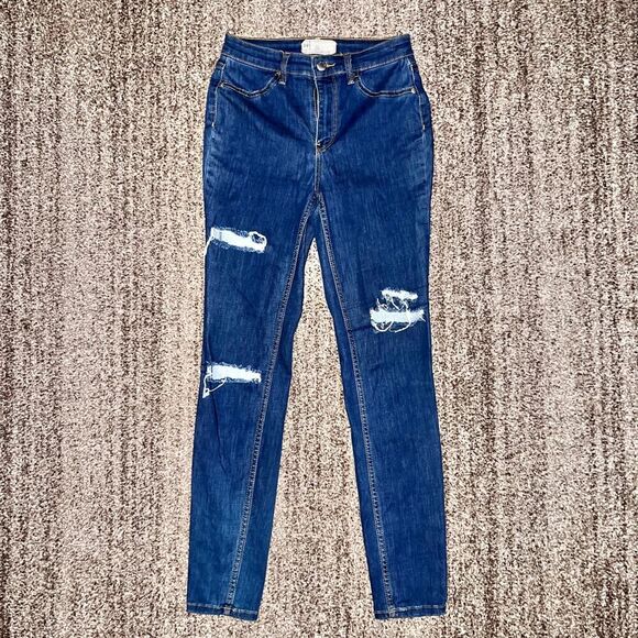 Free People Women's Distressed Blue Denim Skinny Jeans Size 27R - Picture 3 of 11